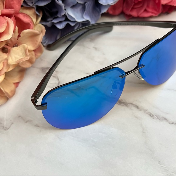KINGSEVEN Retro Rimless Blue Mirrored Polarized Sunglasses - Picture 7 of 16